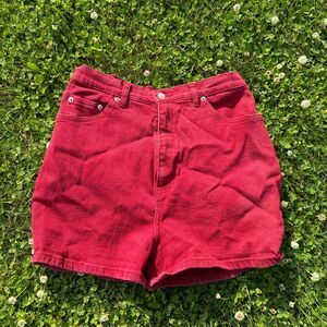 Vintage High Waist Red Denim Shorts Patriotic